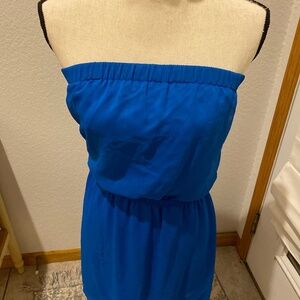 Express women’s strapless blue dress